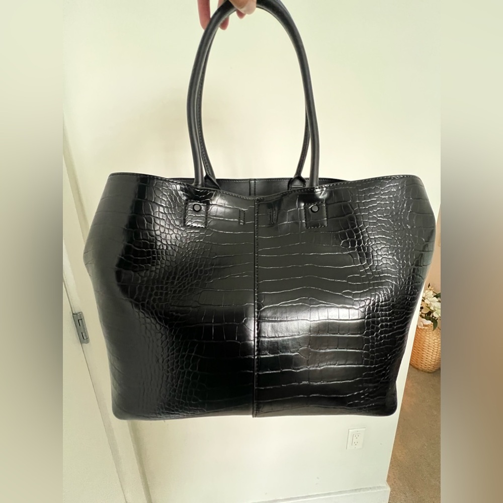 large black croc tote bag